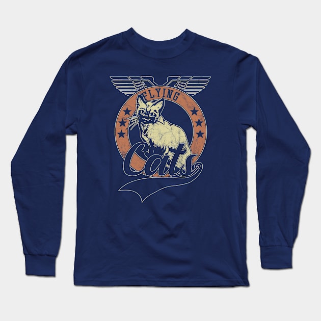 Flying Vintage Cats Long Sleeve T-Shirt by bluerockproducts